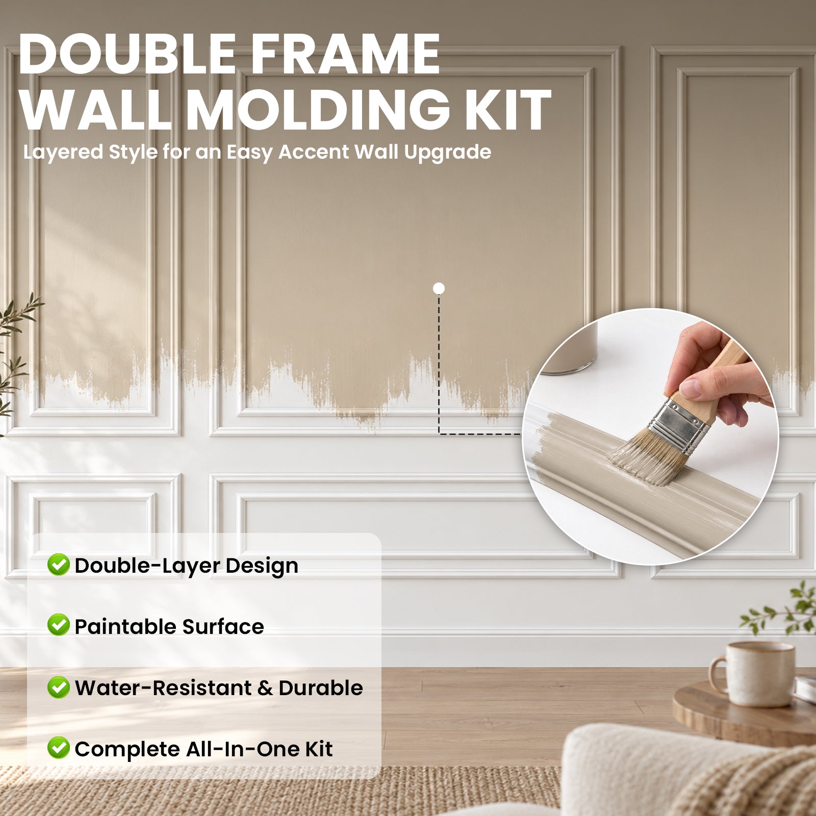 LooYee 3 Set Peel and Stick Double Layer Wall Molding Kit