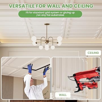 LooYee 24 PCS 2x4 FT PVC White Drop Ceiling Tiles, Waterproof Washable Fire‑Rated, Cover 192 Sq.Ft