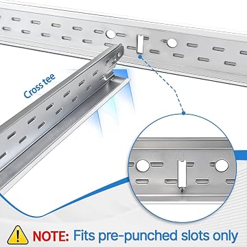 LooYee 10 PCS 24 Inch Galvanized Steel White Cross Tee Drop Ceiling Grid System