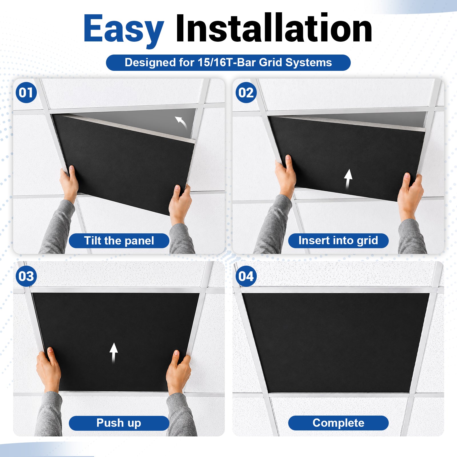 LooYee 10/16 PCS 2x4/2x2 FT Mineral Fiber White/Black Acoustic Ceiling Tiles
