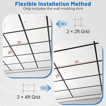LooYee 10 PCS 72 Inch Galvanized Steel Black Wall Molding Trim Drop Ceiling Grid System, Rust & Fire Resistance