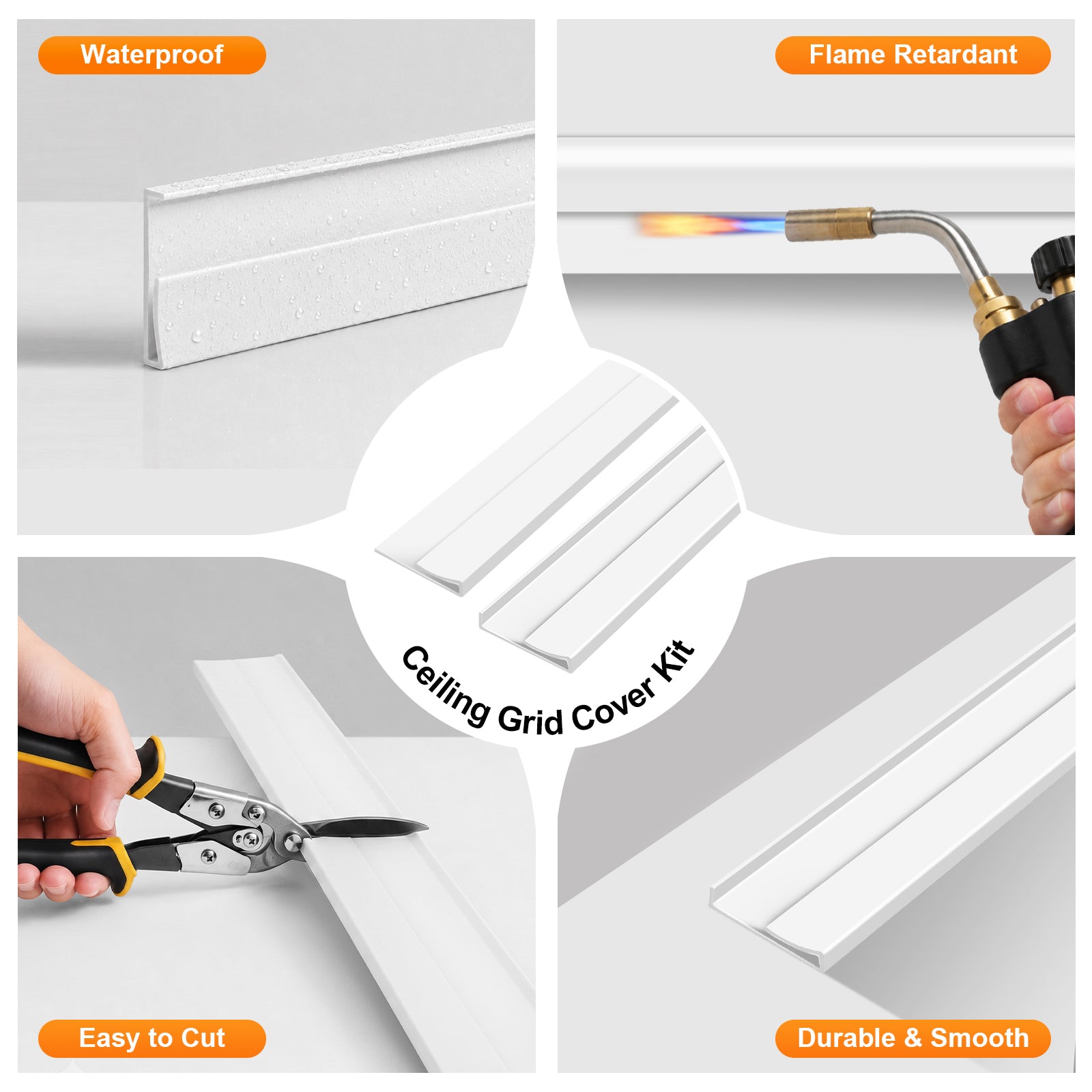 LooYee 20 PCS / 96 Sq.Ft PVC Black/White Snap-On T-Bar Ceiling Grid Covers, Easy Install Durable Wear-Resistant, for Main & Wall Grids