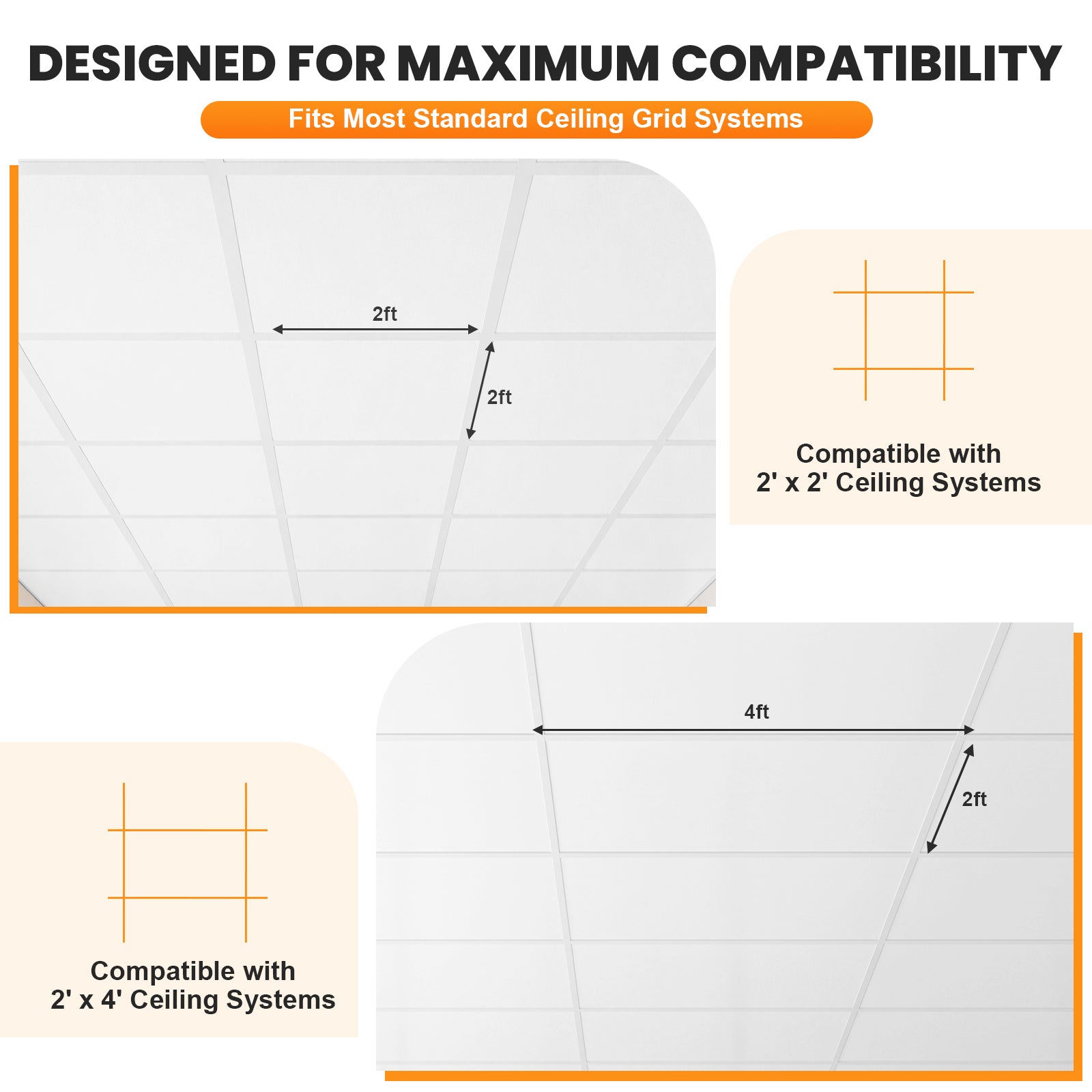LooYee 20 PCS / 96 Sq.Ft PVC Black/White Snap-On T-Bar Ceiling Grid Covers, Easy Install Durable Wear-Resistant, for Main & Wall Grids