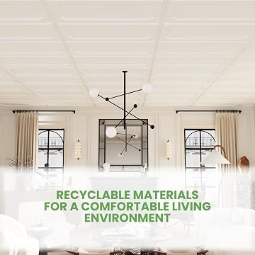 LooYee 24 PCS 2x4 FT PVC White Drop Ceiling Tiles, Waterproof Washable Fire‑Rated, Cover 192 Sq.Ft