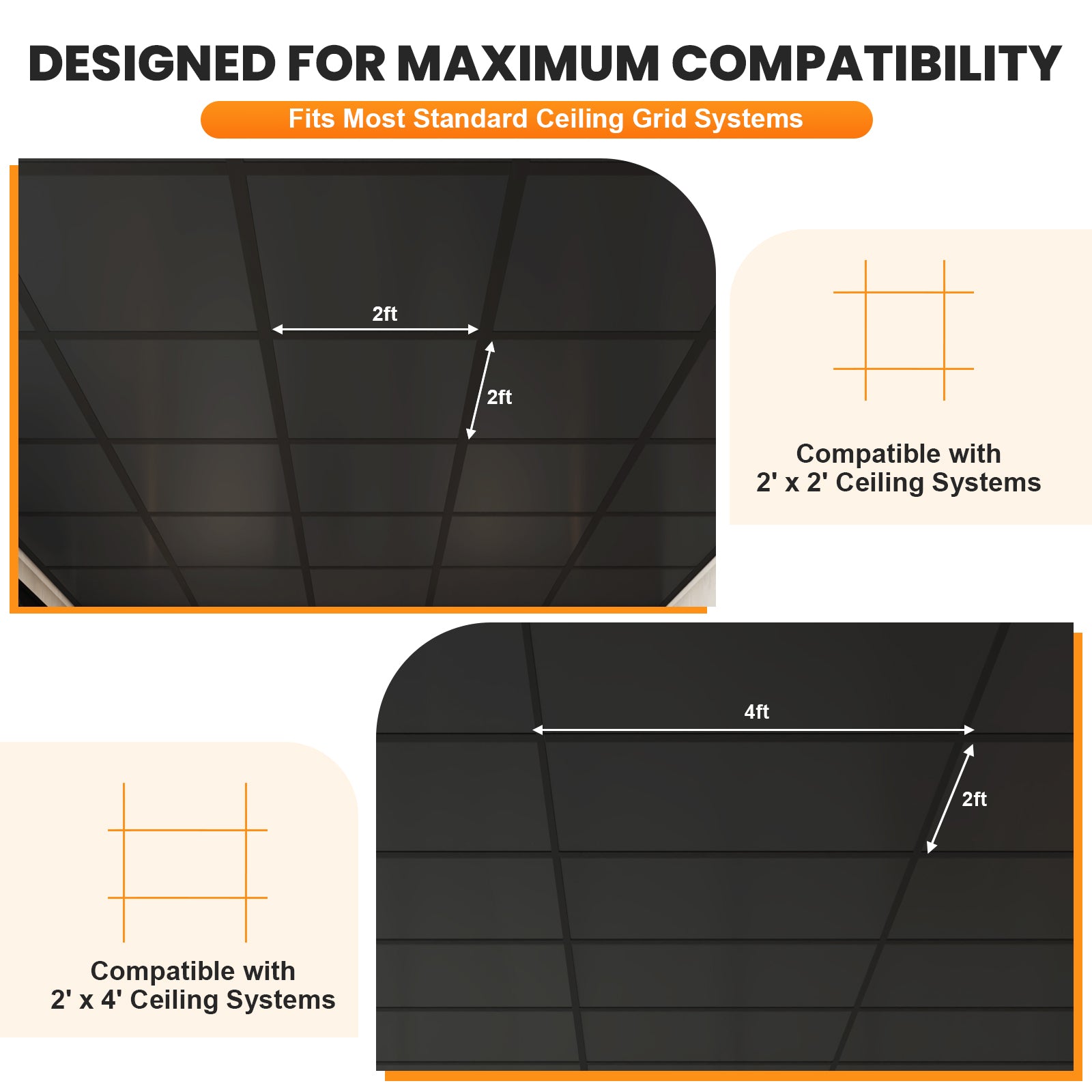 LooYee 20 PCS / 96 Sq.Ft PVC Black/White Snap-On T-Bar Ceiling Grid Covers, Easy Install Durable Wear-Resistant, for Main & Wall Grids