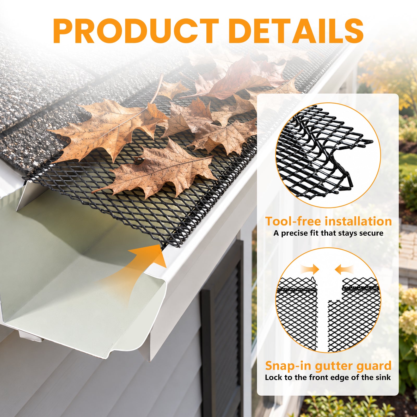 LooYee Lock-In Gutter Guard 70 PCS 6” x 210 FT Black No Drill Gutter Screen
