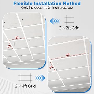 LooYee 10 PCS 24 Inch Galvanized Steel White Cross Tee Drop Ceiling Grid System