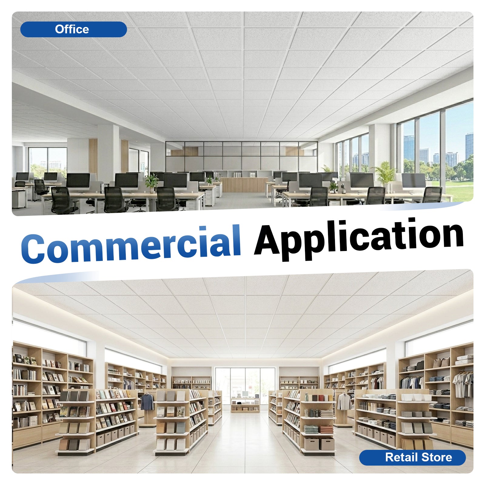 LooYee 16 PCS 2x2 FT Mineral Fiber White Acoustic Ceiling Tiles
