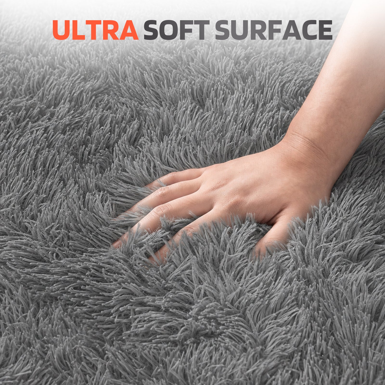 LooYee 8x10/9x12 FT Black and Grey Shag Area Rug, Non-Slip Non-Shedding Easy Clean