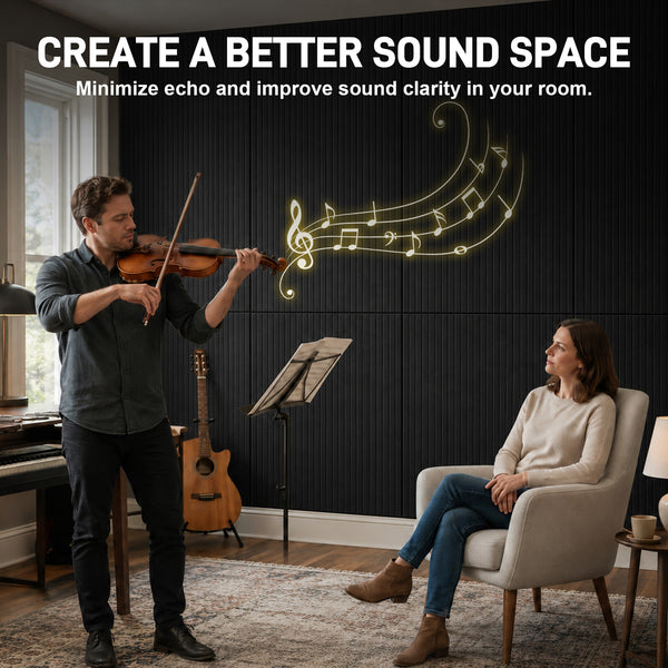 LooYee 4/8/10/12/20 PCS 2x4 FT Self-Adhesive Acoustic Wall Panels, Single & Dual-Layer Options, Reduce Echo Easy DIY Installation