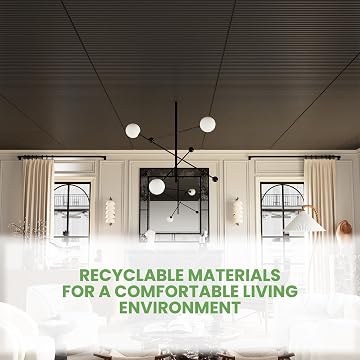LooYee 24 PCS 2x4 FT PVC Black Drop Ceiling Tiles, Waterproof Washable Fire‑Rated, Cover 192 Sq.Ft