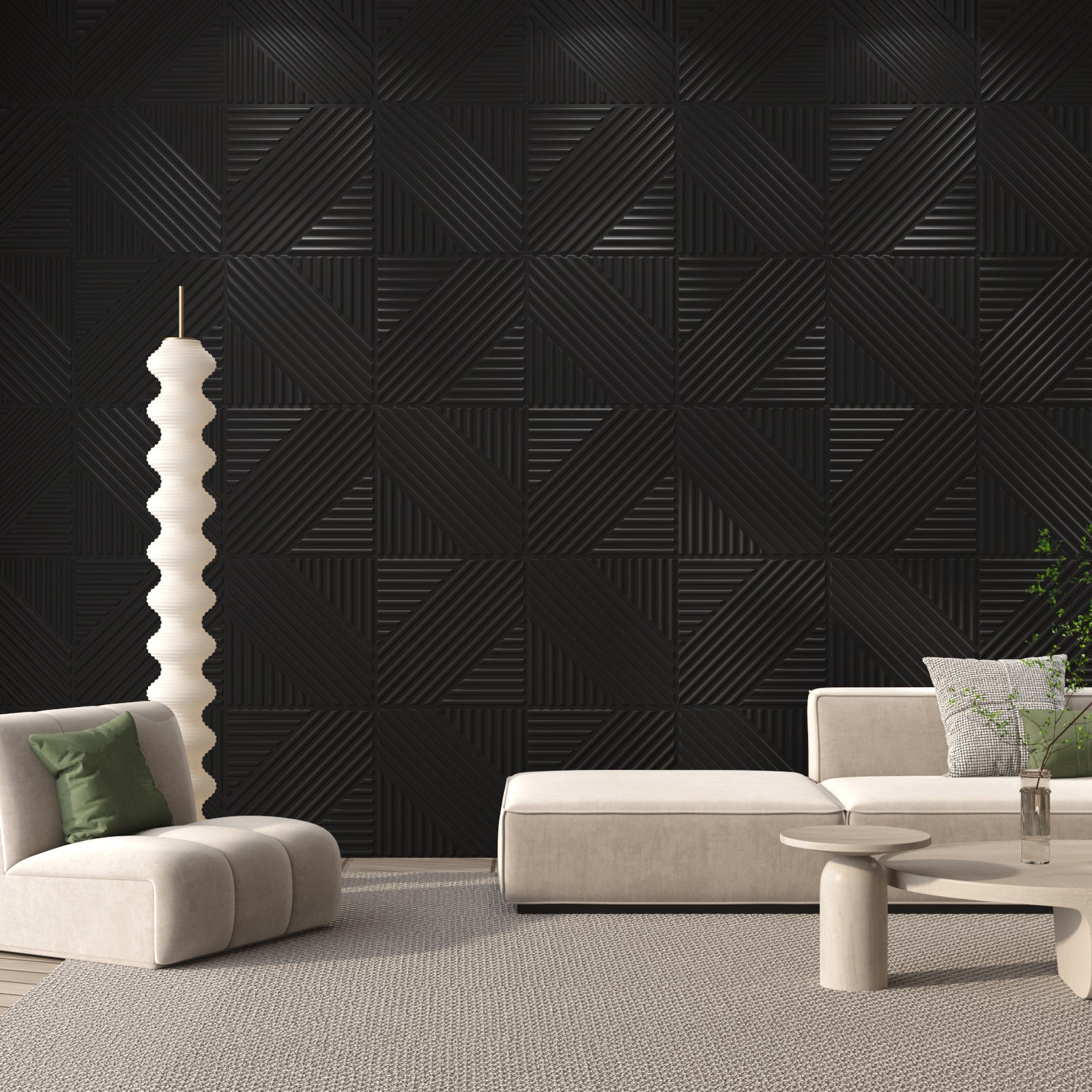 LooYee 24 PCS 19.7" x 19.7" 3D Wall Panel for Interior Wall Décor in Black, Wall Decor PVC Panel, Textured Accent Wall Panel