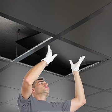 LooYee 10 PCS 72 Inch Galvanized Steel Black Wall Molding Trim Drop Ceiling Grid System, Rust & Fire Resistance