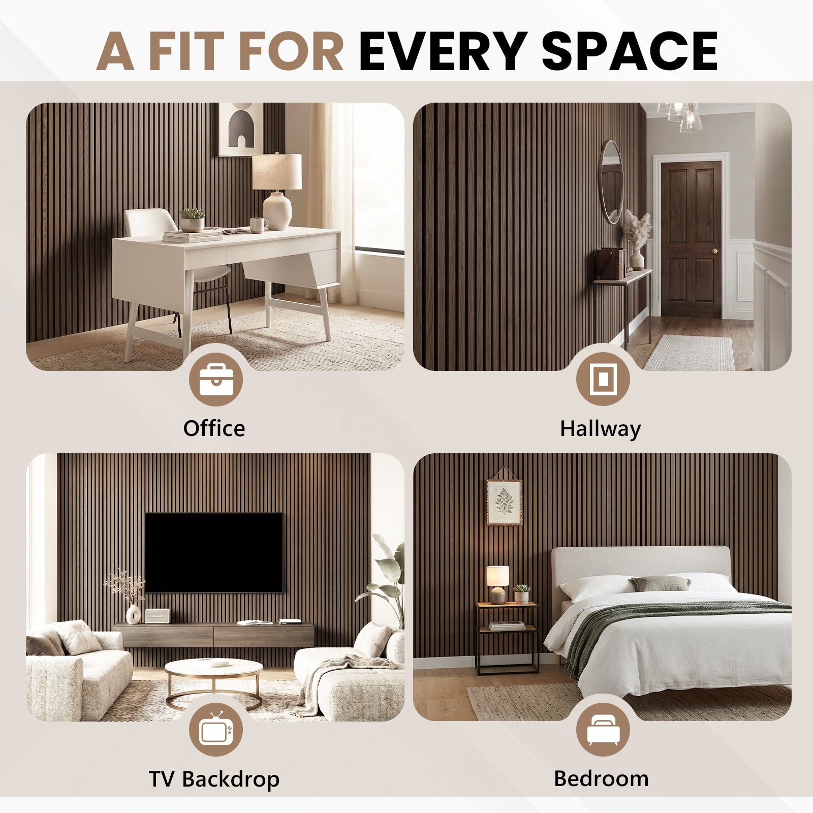 LooYee 6 Pack Acoustic Wood Slat Wall Panels 94.5x9x0.8 Inch Walnut/Teak