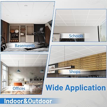 LooYee 64 Sq.Ft Drop Ceiling Grid System Complete Grid Kit White/Black