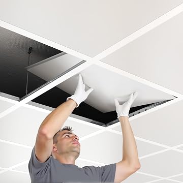 LooYee 10 PCS 48 Inch Galvanized Steel White Cross Tee Drop Ceiling Grid System