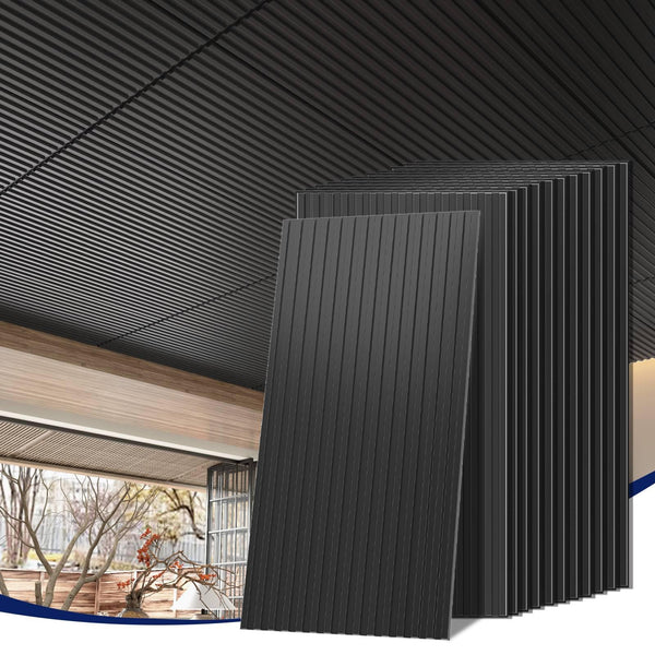 LooYee 24 PCS 2x4 FT PVC Black Drop Ceiling Tiles, Waterproof Washable Fire‑Rated, Cover 192 Sq.Ft