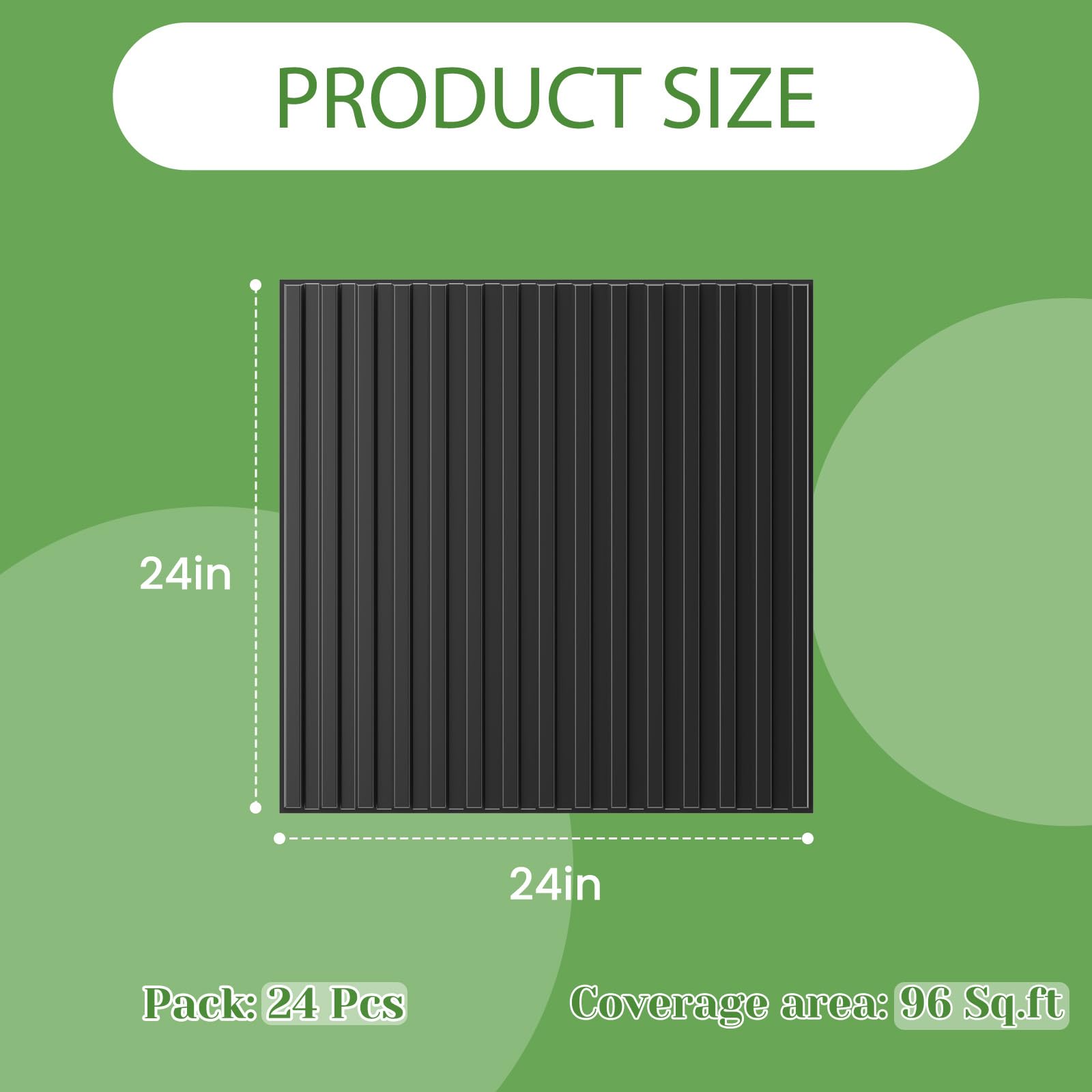 LooYee 24 PCS 2x2/2x4 FT PVC Black/White Fluted Slat Drop Ceiling Tiles, Waterproof, Cover 96/192 Sq.Ft
