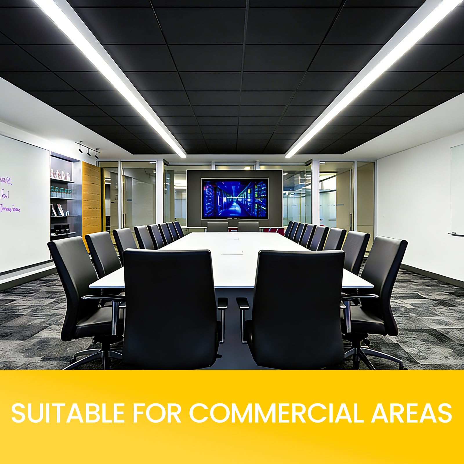 LooYee 24/20/12 PCS 2x2/2x4 FT PVC White/Black Smooth Drop Ceiling Tiles, Waterproof Fire-Rated Reusable, Cover 160/96 Sq.Ft