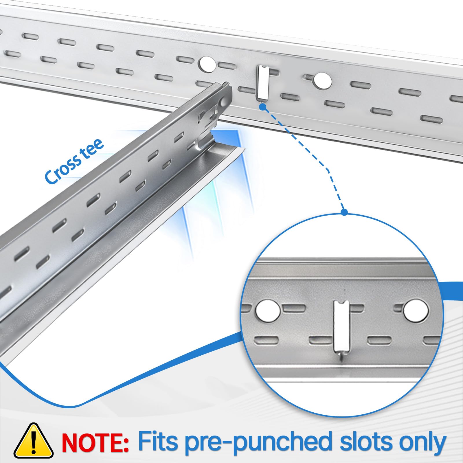LooYee 10 PCS 12/6/4/2 Ft Galvanized Steel White/Black Cross Tee Drop Ceiling Grid System