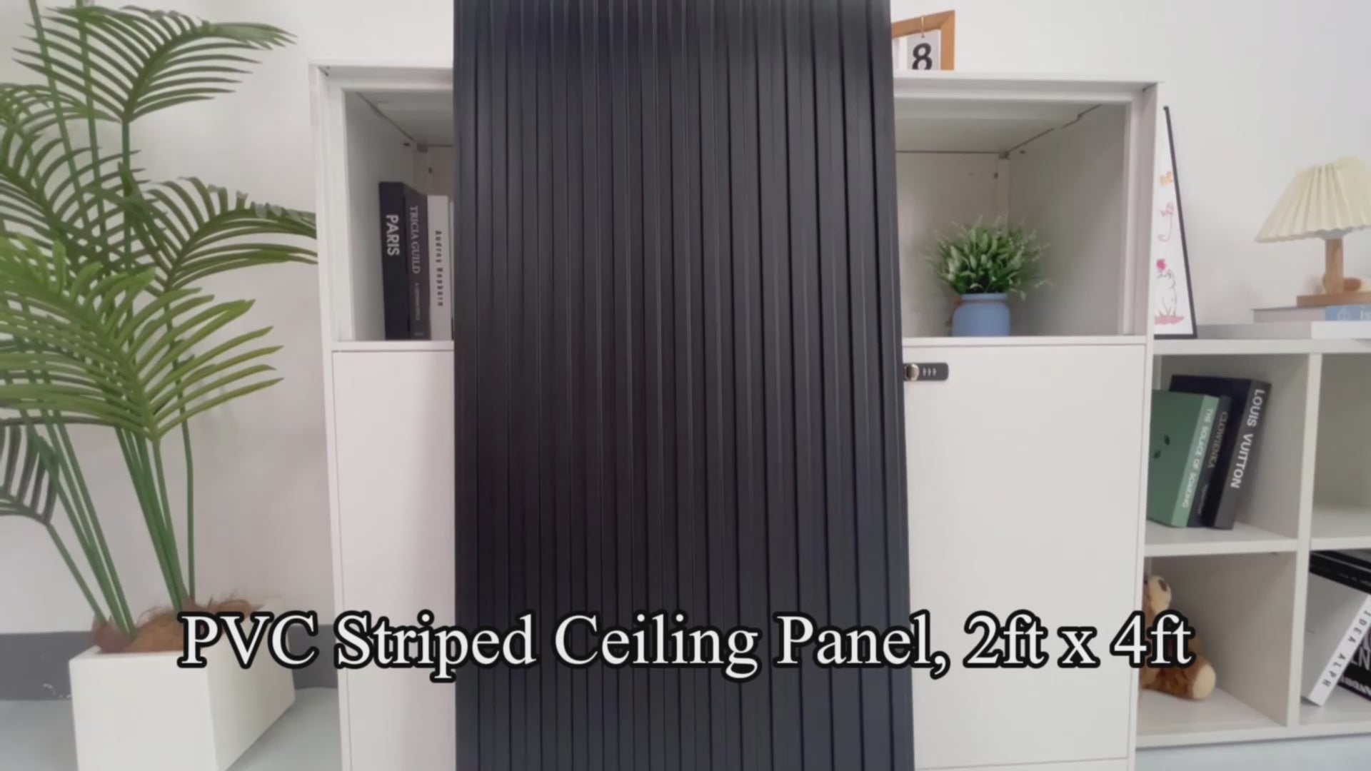 LooYee 24/6 PCS 2x4 FT PVC Black/White Drop Ceiling Tiles, Waterproof Washable Fire‑Rated, Cover 192 Sq.Ft